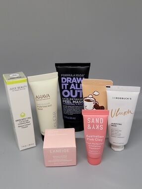 Exfoliating Masks 7 pc. Sample Set --- Juice Beauty, AHAVA, Laneige/Tony Moly